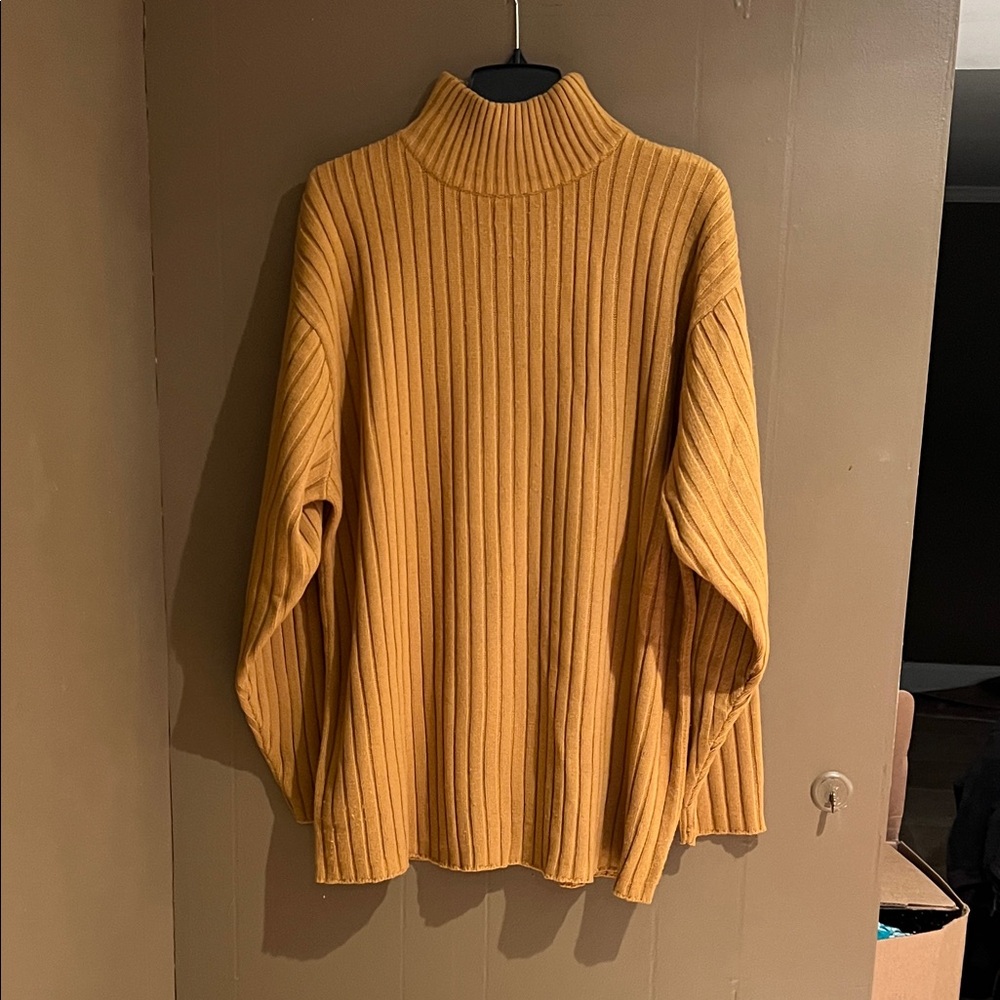 SouthPole Men’s Ribbed Knit Crew Neck Sweater Sz XL in Golden Mustard Yellow